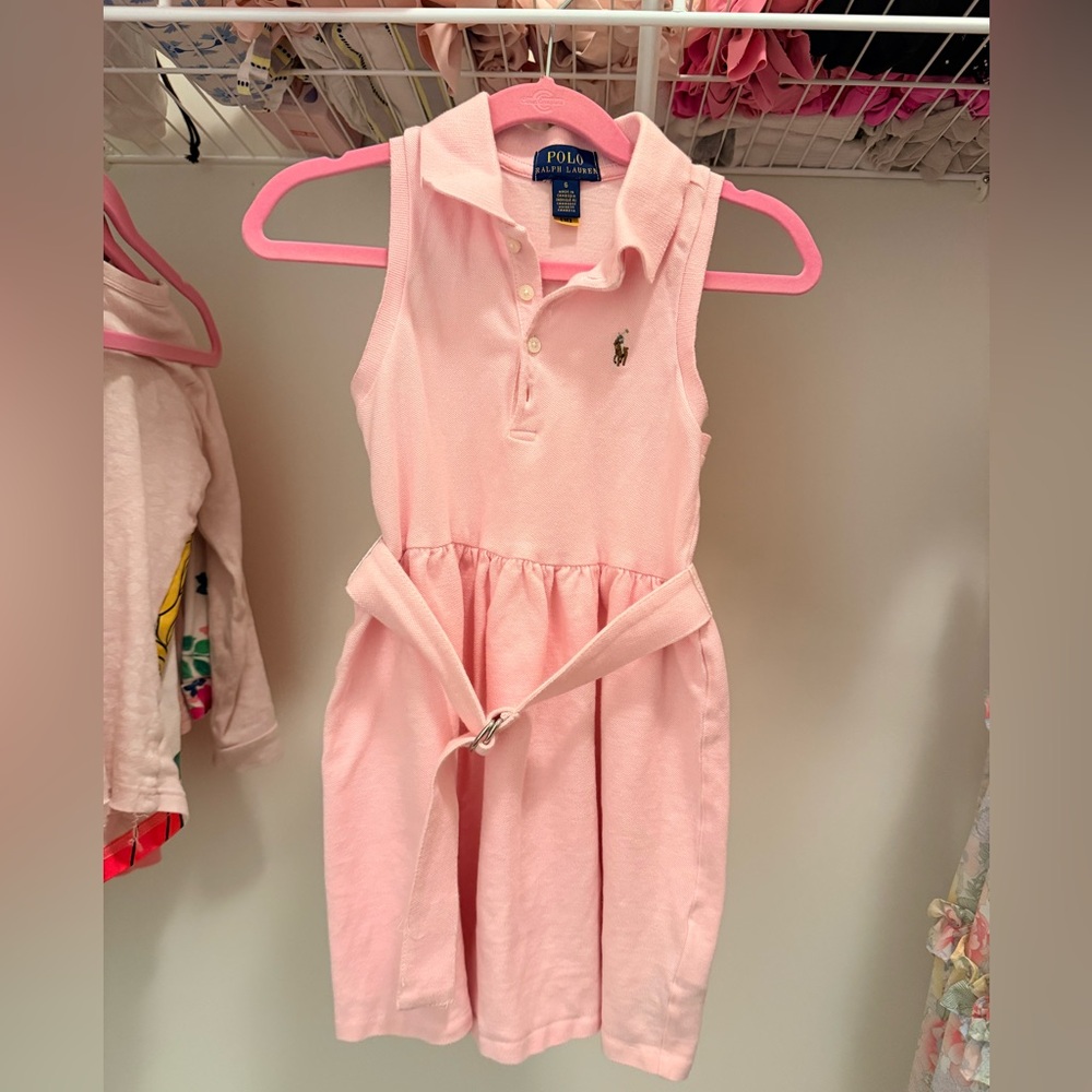 Polo by Ralph Lauren Light Pink Sleeveless Belted Polo Dress